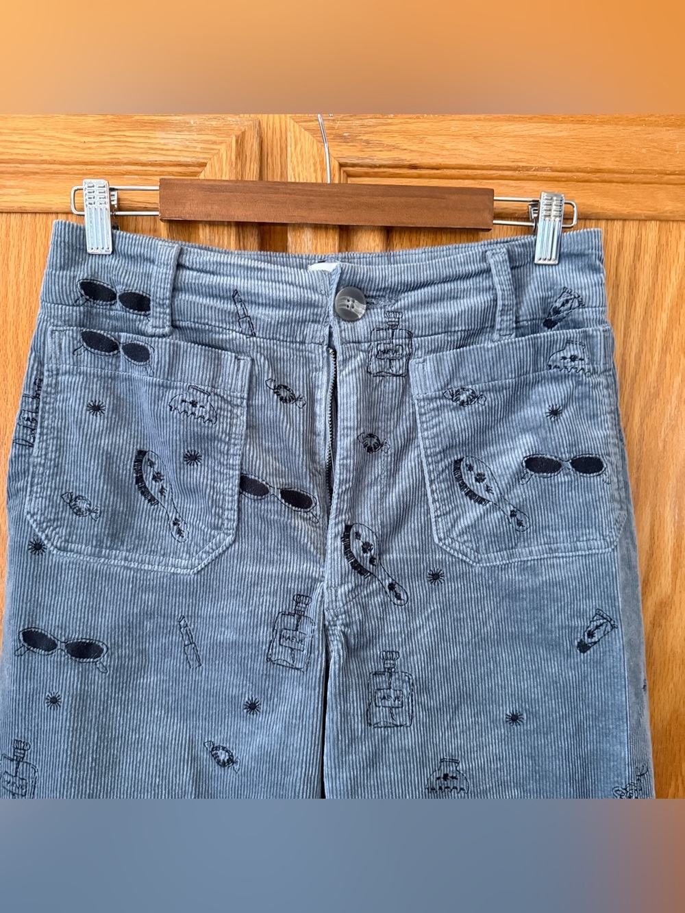 Maeve The Colette Cropped Wide Leg pants Embroidered Corduroy size 29 - Picture 5 of 11